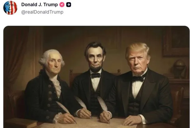 トランプ大統領、リンカーン＆ワシントンと並ぶAI画像公開 「正気を疑う」と大炎上