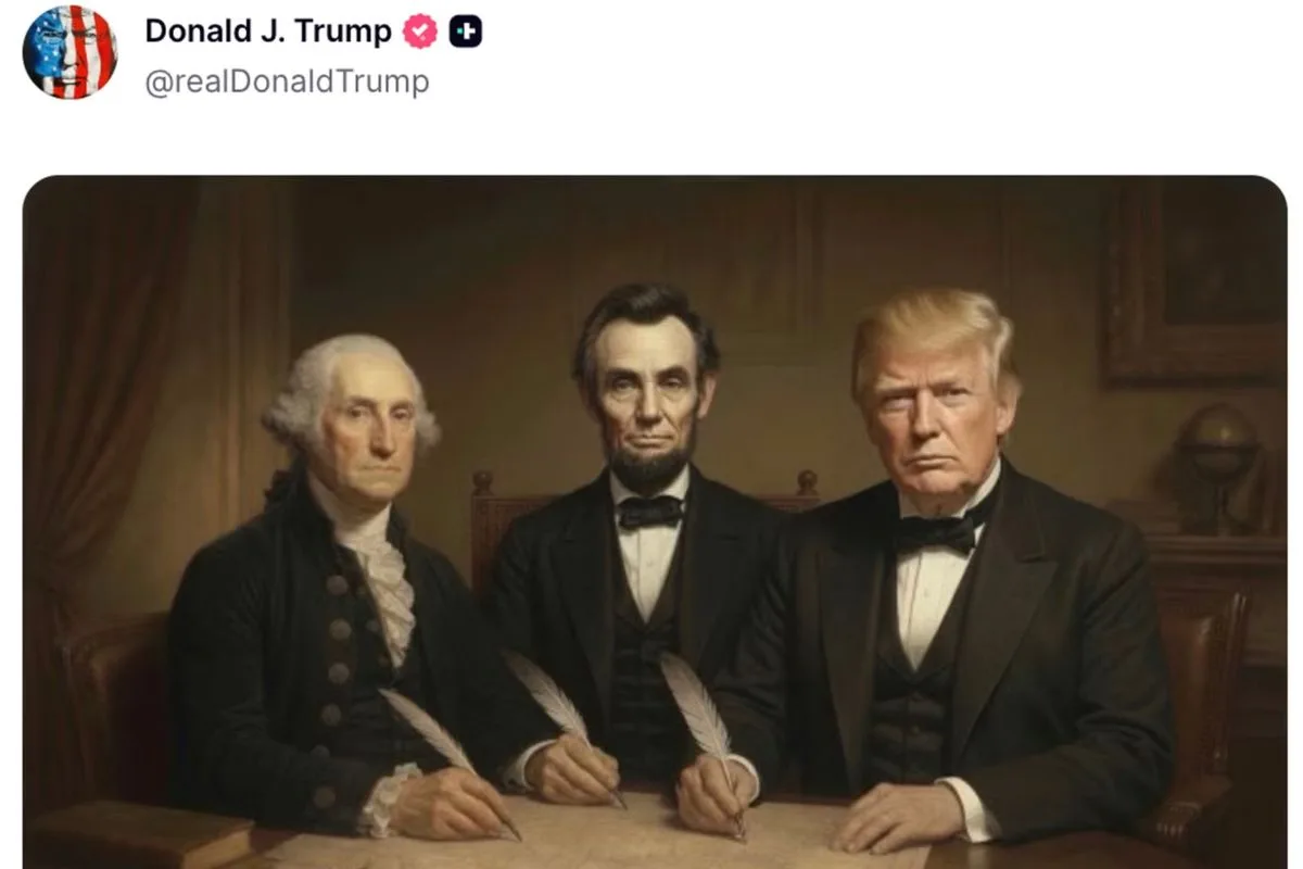 トランプ大統領、リンカーン＆ワシントンと並ぶAI画像公開 「正気を疑う」と大炎上