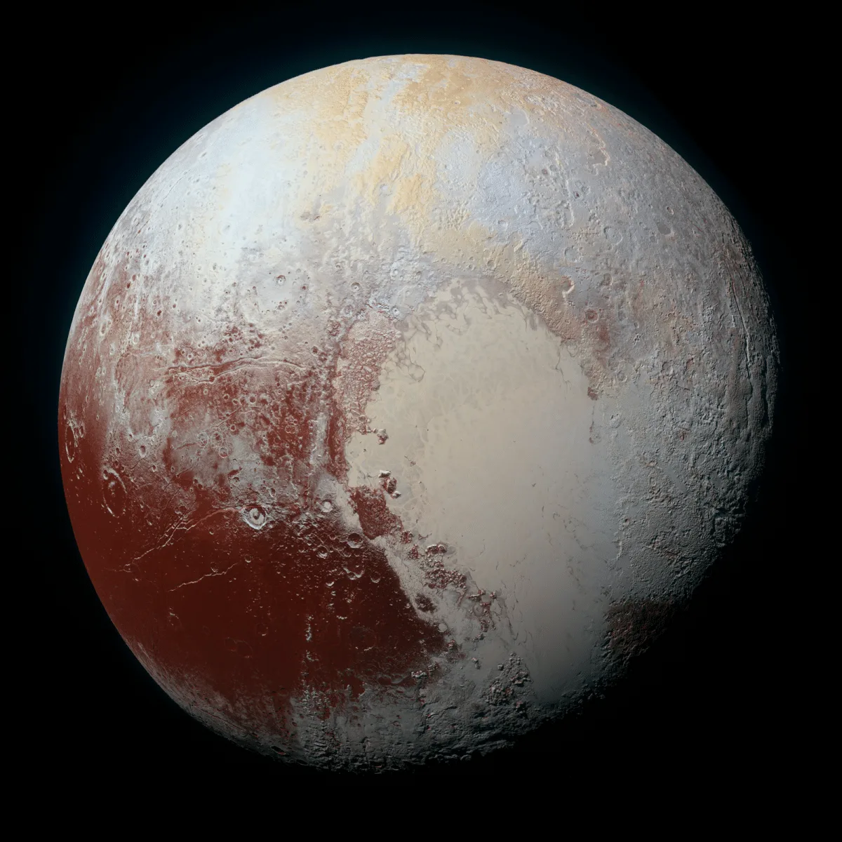 冥王星で液体窒素が噴出？ハート形氷河の暗い筋が示す驚きの可能性