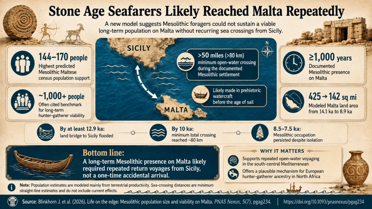 マルタ島に住み続けた先史時代の人々、50km以上の海を渡り続けていた